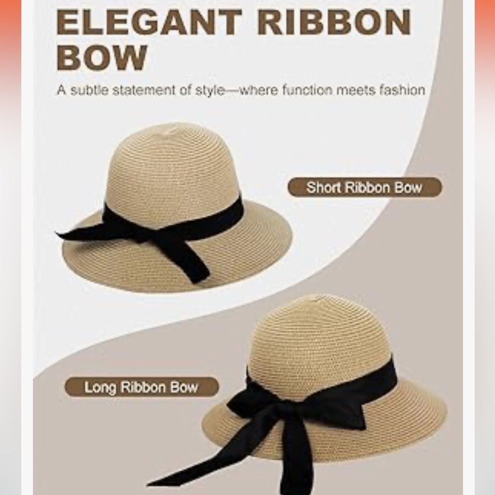 Chic Women's Hat with Black Ribbon Bow - Picture 3 of 13